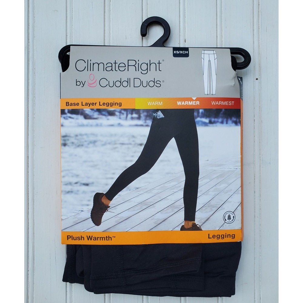 ClimateRight by Cuddl Duds Plush Warmth Leggings Black XS Base Layer High Rise